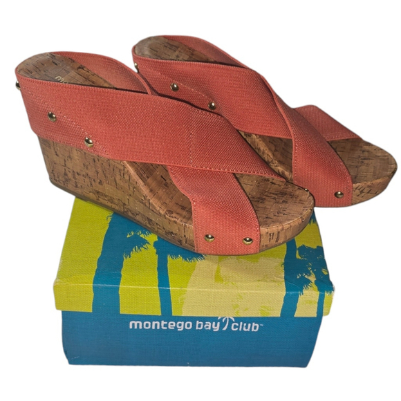 Women's Montego Bay Club TALLY Coral Wedges Size 8.5 - Picture 1 of 9